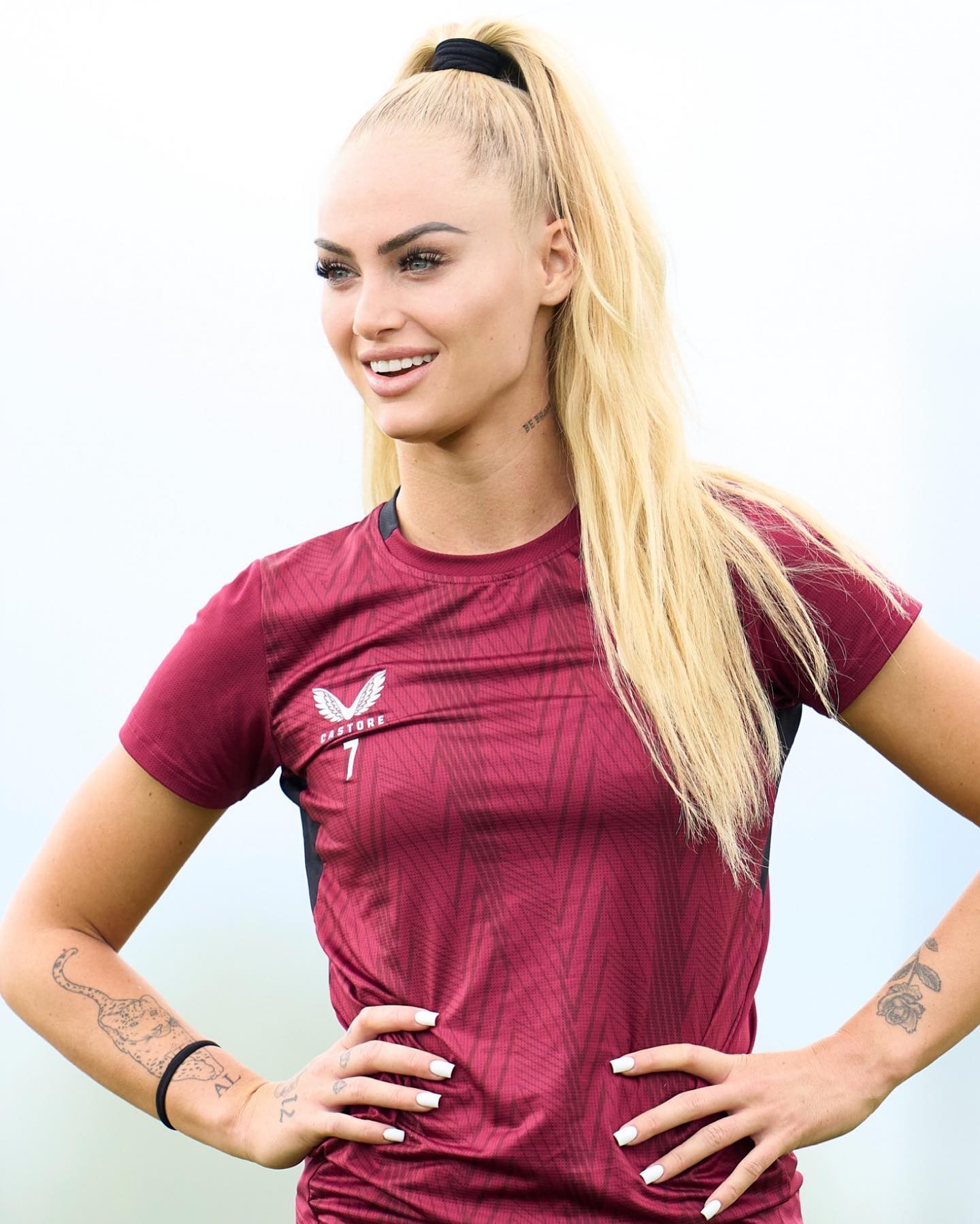 alisha lehmann in a castore soccer jersey