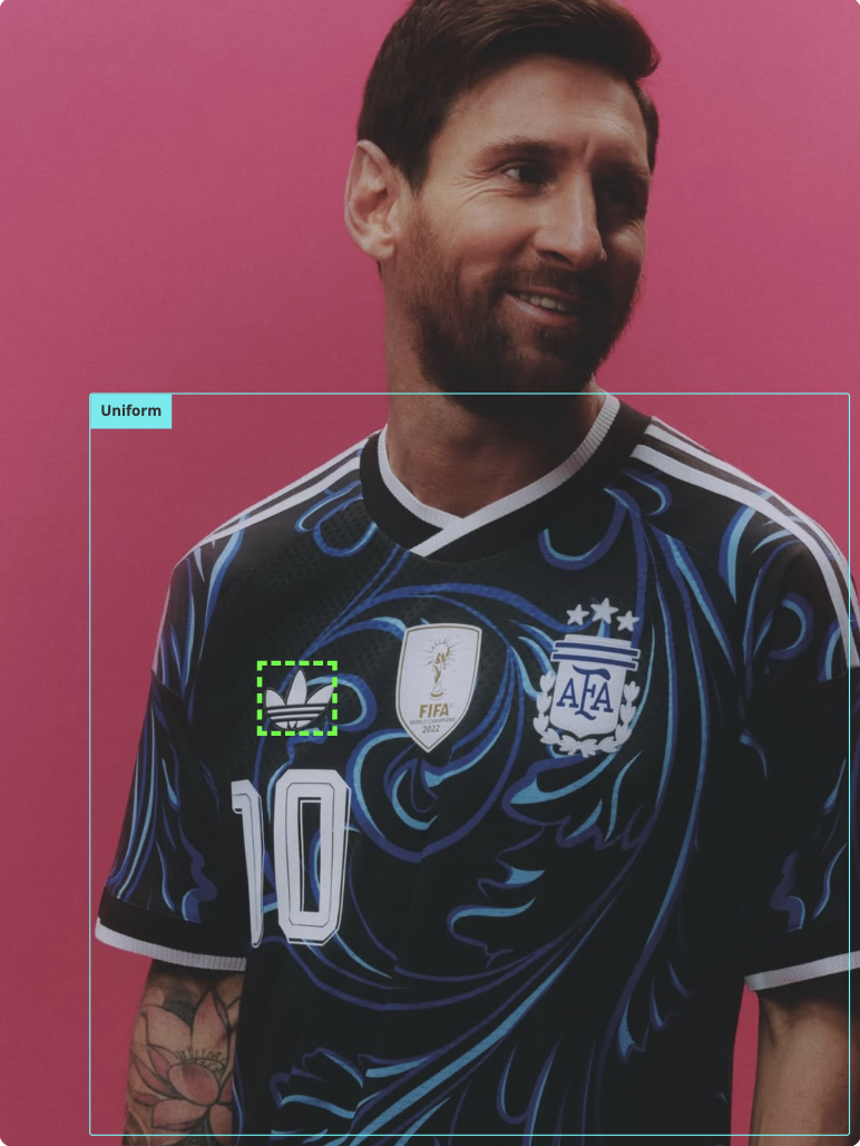 Leo Messi of Argentina wearing an adidas jersey