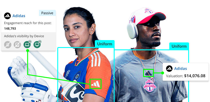 A marketing graphic for Blinkfire, featuring two athletes next to data points on sponsorship assets, and a call to action to Book a demo.